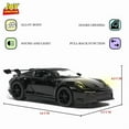 thumbnail image 3 of Porche Model Car 1:32 Exclusive Alloy Metal Pull Back Die-cast Car Die-cast Metal Pullback Toy car with Openable Doors & Light Music (Black), 3 of 4