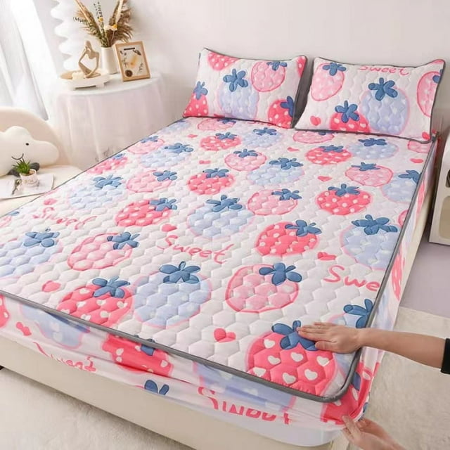 Nouvelle Arrivée Housse de Matelas Matelassée Anti-Acariens en Ponçage Doux Simple Grand Tout-Inclus Courtepointe Housse de Lit Non Incluse Taie d'Oreiller
