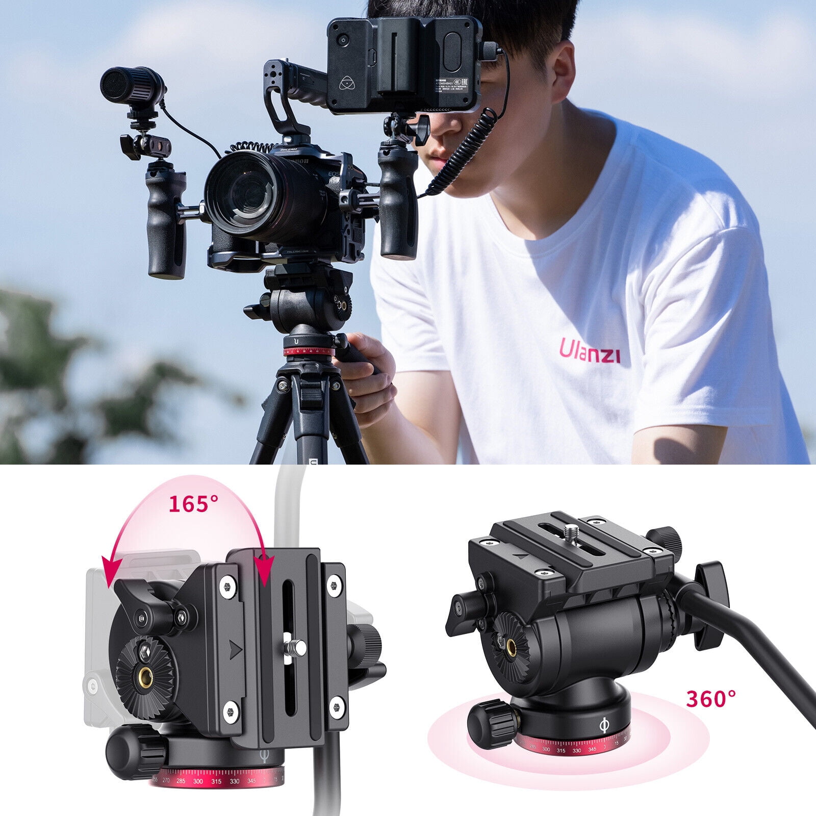 Ulanzi Ombra XIANG Travel Video Tripod with 360° Pan Head for DSLR Cameras and Smartphones, Lightweight Aluminum, 160cm Adjustable Height