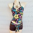 thumbnail image 2 of Cute Tankinis Swimsuit Y2k Floral Set for Women Vintage Whimsy Beach Swimsuit 2 Pieces Swimwears Sets (Brown L), 2 of 6
