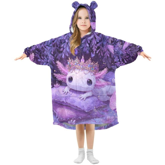 joogoo Wearable Blanket Hoodie Axolotl Dreamy Butterfly for Flannel Sherpa Pocket 3-14 YR M