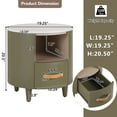 thumbnail image 3 of Contemporary & Modern Round Nightstand with Storage Drawer, Sofa End Table with Open Storage Shelf, Bedside Table with Curved Design for Living Room & Bedroom, Easy Assembly, Green, 3 of 10