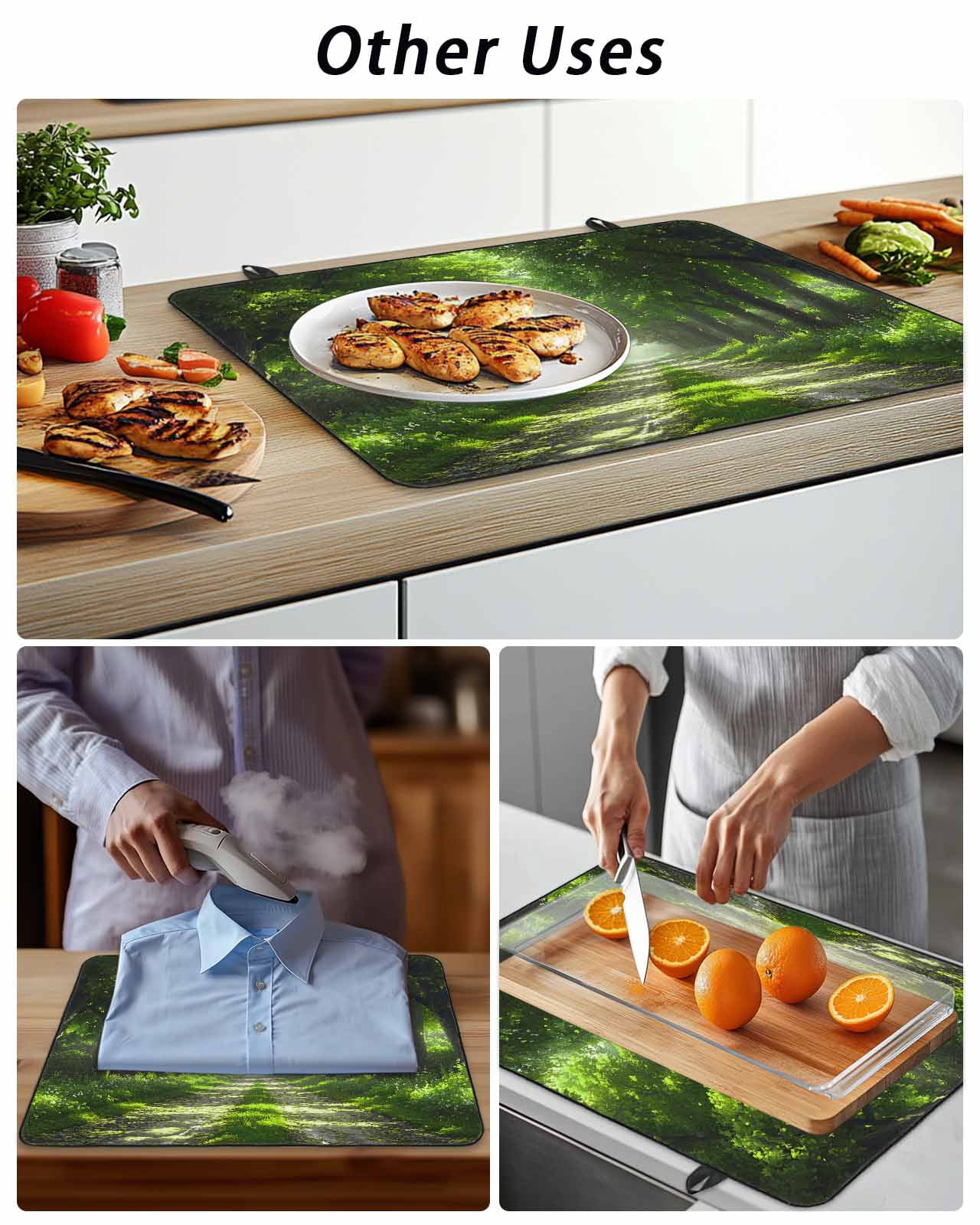 Stove Top Covers for Electric Stove, Green Trees Glass Stovetop Cover Protector, Forest Art Decor Spring Summer Nature Leaf Induction Cooktop Protector Oven Mat for Kitchen Countertop 24"x21"