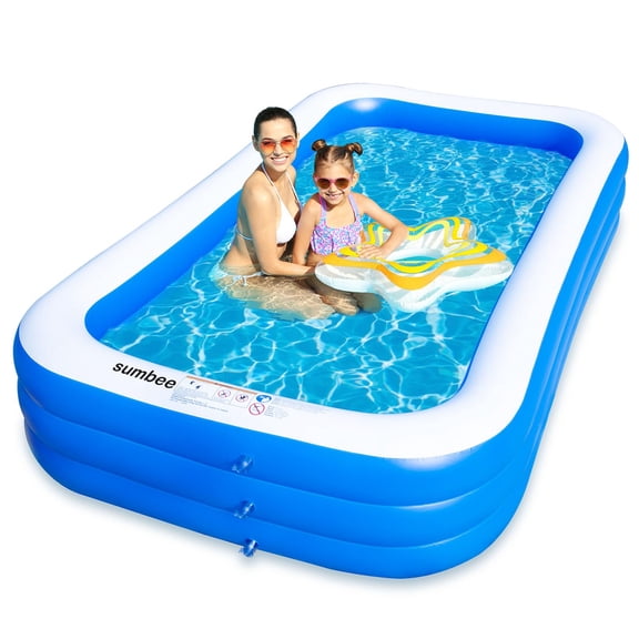 Piscina inflable Sumbee para niños, adultos, niños, 120 x 72 x 22 pulgadas, piscina grande para patio trasero familiar, piscinas rectangulares grandes al aire libre para niños de 4 a 8 a 12 años, tama