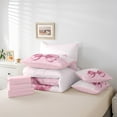 thumbnail image 6 of Manfei Pink Bling Bow Knot Bedding Comforter Set 7 Pieces for Girls, Princess Glitter Ribbon Queen Bedding Sets, Sparkle Stars Queen Sheet Sets, Lightweight Room Decor, 6 of 8