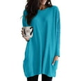 thumbnail image 4 of Odeerbi Solid Color Tops for Women Casual Loose Tunic Tops Long Sleeve Round Neck Printed Fashion Shirt With Pocket Sky Blue, 4 of 6