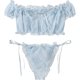 thumbnail image 1 of Conjunto de lencería de malla Dobby con volantes para mujer Azul CH Azul CH Xishao ropa, 1 of 2