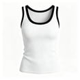 thumbnail image 5 of Womens Sleeveless Scoop Neck Tank Top Ribbed Fitted Summer Basic Slim Cute Tops White S, 5 of 7