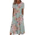 thumbnail image 2 of TSADFHJI Jupe en Dentelle pour Femmes Robe Décontractée à Col Rond Imprimé Floral Manches Courtes Ample Robe d'Été Bohème Plage L, 2 of 4