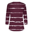 thumbnail image 4 of CHGBMOK 3/4 Sleeve T Shirts for Women Striped Button V Neck Blouses Casual Dressy Tops Loose Work Tunic, 4 of 4
