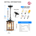 thumbnail image 5 of VIANIS Outdoor Pendant Light Fixtures, Wood Grain Outdoor Hanging Lights Lantern, Outdoor Ceiling Lights for Porch with Waterproof, Aluminum Porch Lights Outdoor Ceiling with Water Ripple Glass, 5 of 7