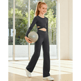 thumbnail image 7 of G4Free EverGoing Girls Wide Leg Pants High Waist Cross Waistband Sweatpants with 2 Pockets 6-12 Years School Sport, 7 of 7