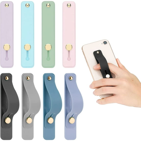 8 Pcs Phone Grip Straps, Self Adhesive Phone Loop Finger Holder, Silicone Portable Phone Stand (Universal)