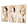 thumbnail image 3 of Designart "Elegant Woman Portrait in Retro Pink Gold II" Woman Avant-Garde Framed Wall Art Set Of 3 - Pink Glam Frame Gallery Set For Office Decor, 3 of 6