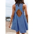 thumbnail image 2 of Women'S Sleeveless Denim Babydoll Mini Dress Summer Casual Cutout Back A-Line Flowy Jean Dress with Pockets Dark Blue L, 2 of 8