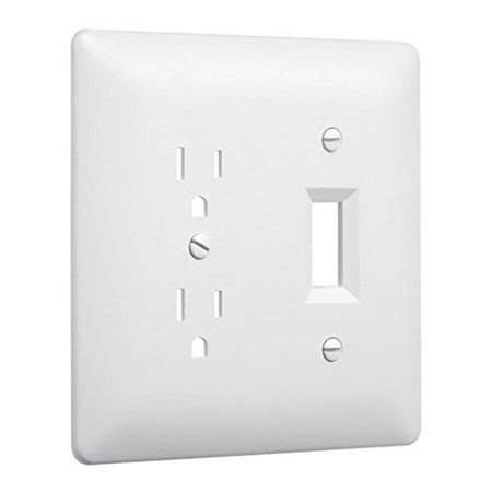 - Hubbell Taymac - (10 Pack) 2400W Paintable Combo Duplex Toggle Switch Wall Plate, White, 2-Gang