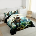 thumbnail image 3 of Manfei Kids Dinosaur Bedding Comforter Set for Boys, Tyrannosaurus Rex Twin Comforter Sets, Wild Jungle Animal Bedding Set, Ultra Soft Home Decor Reversible 2pcs, 3 of 8