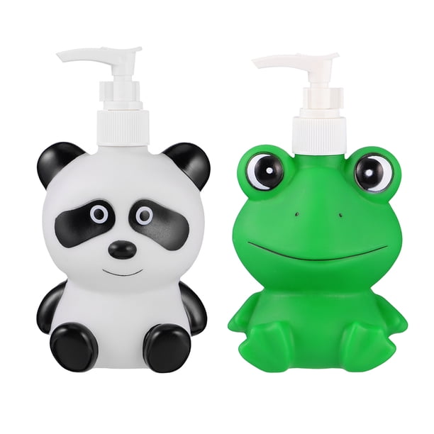 2pcs Botellas de ducha de dibujos animados Dispensadores vacíos Botellas de almacenamiento de loción de prensa