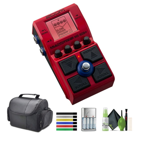 Zoom MS-60B  MultiStomp Bass Effects Pedal with 95  Effects Featuring Amp Models Bundle With 4xAA WITH CHARGER   Cleaning kit   Straps   Travel Bag