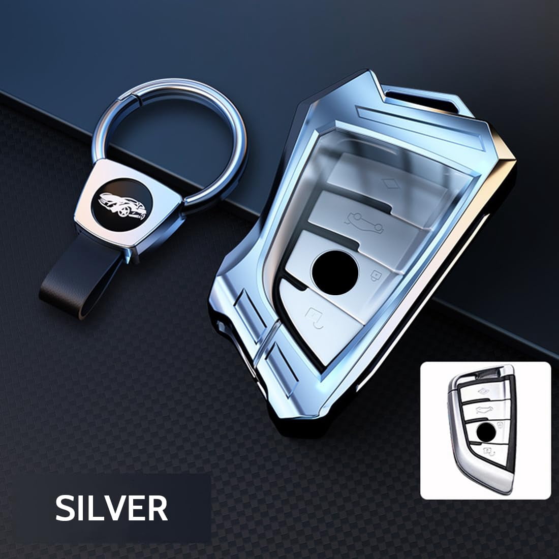 Key Cover Case, Zinc Alloy Smart Remote Key Fob Case Holder Shell Compatible for BMW 1 2 5 6 7 M Series F15 F16 F48 X1 X2 X3 X5 X6 X7 GT Series