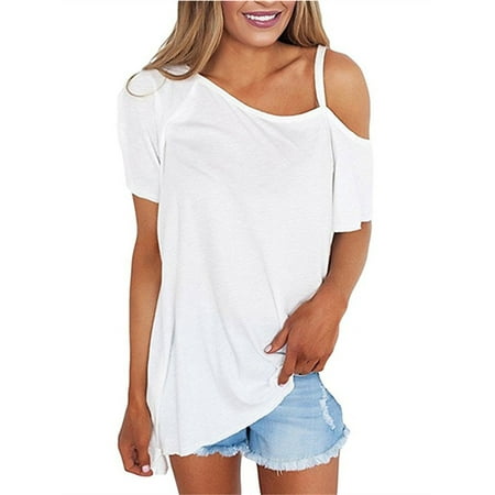 One Shoulder Off Shoulder Women Casual Chiffon Blouse Tops