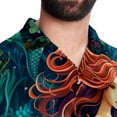 thumbnail image 5 of Mermaid Men's Short Sleeve Poplin Shirt, Casual Printed Button Down, Summer Beach Hawaiian Shirts, Unisex, 5 of 6