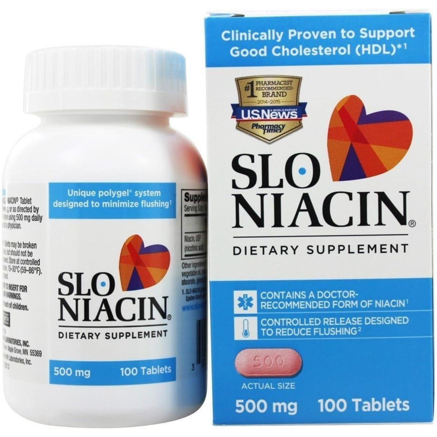 SloNiacin B3 500 Mg Slow Release Niacin for Heart Health, Energy , Health Skin, Healthy Blood