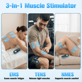 thumbnail image 4 of 3-in-1 TENS Unit Muscle Stimulator, EMS Massage Machine with 30 Intensities, 6 Modes Rechargeable Electronic Pulse Massager with 8pcs Premium Electrode Pads, 4 of 8