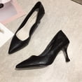 thumbnail image 4 of Amzcrzy Zapatos de mujer,Zapatos de mujer,Zapatillas de mujer, Zapatos de tacón alto de piel suave para mujer, tacones finos, nuevos, primavera-verano, versátiles, puntiagudos, negros, para trabajar., 4 of 4