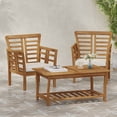 thumbnail image 5 of LiviNest Small Patio Set 2 Chairs Table: Compact Outdoor Seating for Small Spaces Under 40 sq.ft - Acacia Wood Modern Design for Balcony & Courtyard - Weather Resistant Slat Panel, 5 of 6