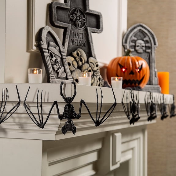Hanging Bat Skeleton Halloween Decorations - 6 Pieces