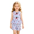 thumbnail image 4 of Bobifish Toddler Girls Outfit Sets Cherry Print Sleeveless Plaid Ruffle Top + Shorts Warm Weather Children Girls Sets, 4 of 8