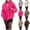 Hot Pink, variant on Women's Faux-Fur Coat Fluffy Faux-Fur Jacket Long Sleeve Lapel Furry Winter Jackets Shaggy Short Coat with Pockets