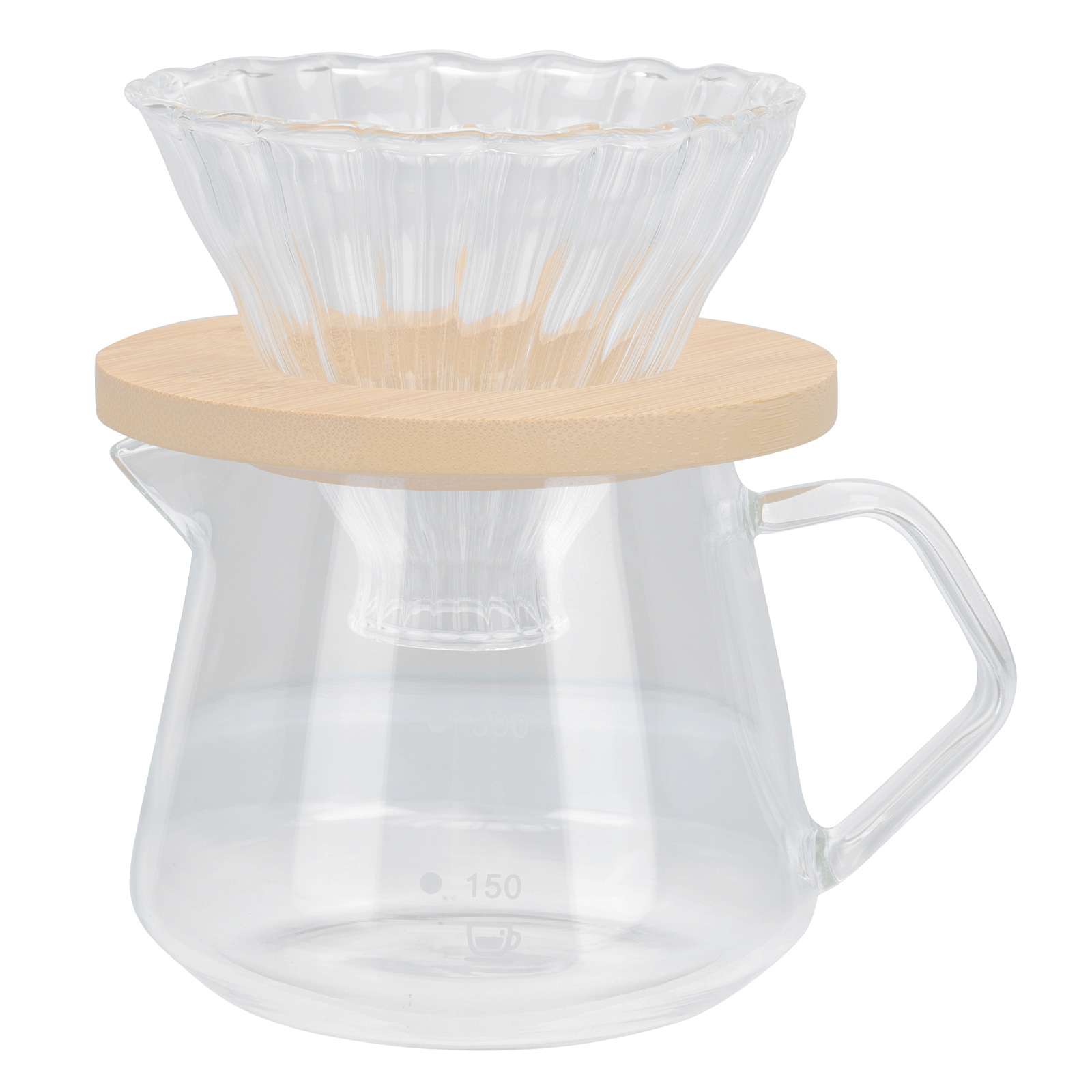 NUOLUX 1 Set Stripe Glass Coffee Filter Reusable Coffee Funnel Coffee