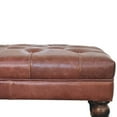 thumbnail image 4 of Lesuto Buffalo Brown Leather Ottoman with Castor Legs - Vintage Style, Wood, 4 of 8