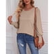 thumbnail image 4 of Jersey de mujer con manga abullonada y cuello redondo, decoración de botones, Color sólido, corte holgado, Top para otoño, albaricoque XXL, 4 of 8