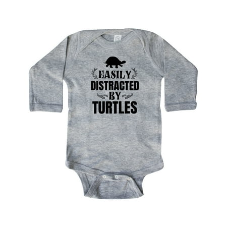 

Inktastic Easily Distracted By Turtles Gift Baby Boy or Baby Girl Long Sleeve Bodysuit