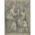 thumbnail image 2 of Cristoforo Roncalli 14x18 Black Ornate Wood Framed Double Matted Museum Art Print Titled - The Holy Family with Angels (1603-5), 2 of 5