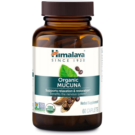 Himalaya Organic Mucuna/Pruriens Supplement, Supports Relaxation, Tension Relief, 60 Caplets