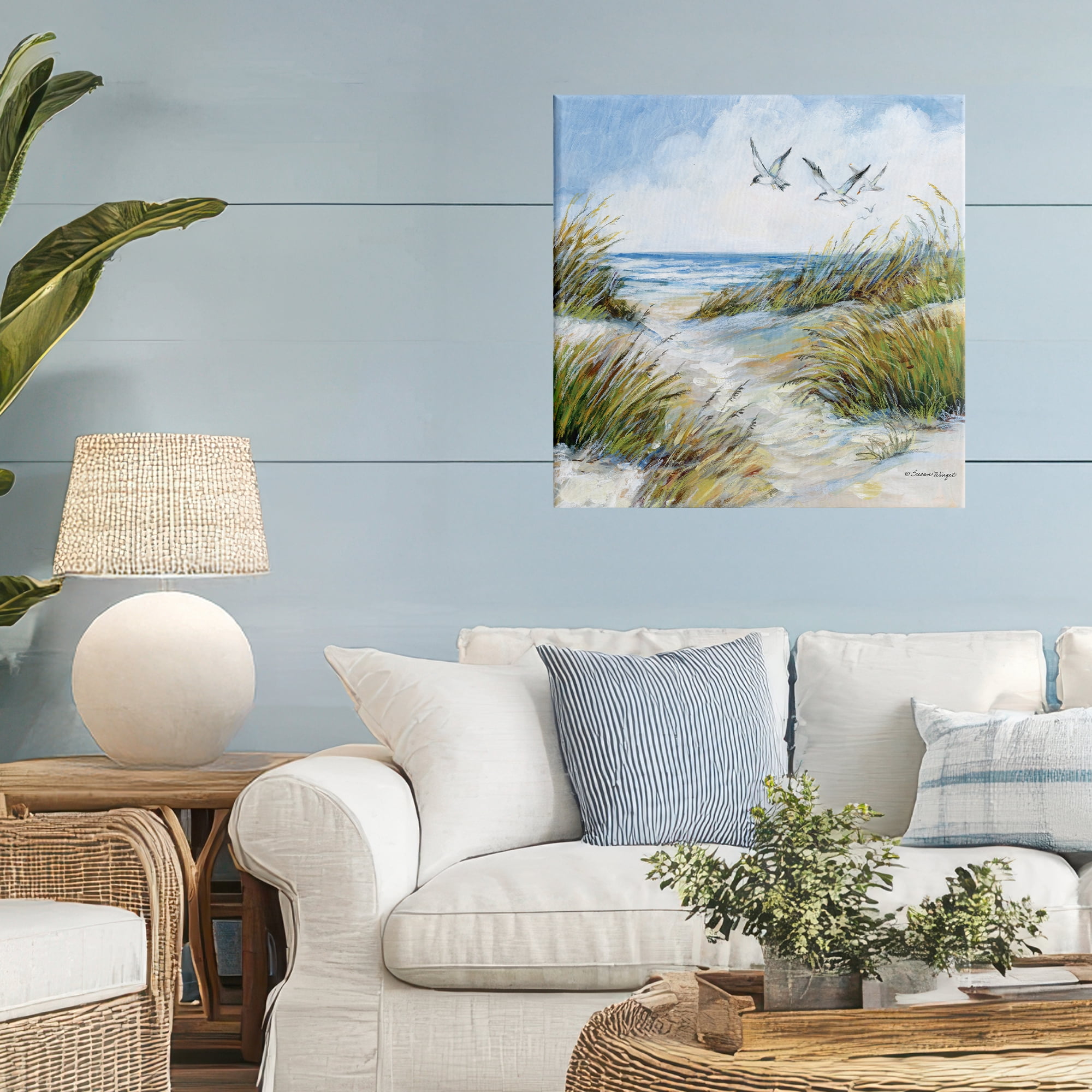 Stupell Industries Beach Path Seagulls Overhead Canvas Wall Art, design by Susan Winget