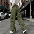 thumbnail image 4 of CQONEPT Cargo Pants for Women High Waist Baggy Casual Baggy Comfy Parachute Trousers Loose Fit Y2k Streetwear Hiking Pant with Pockets XL, 4 of 7