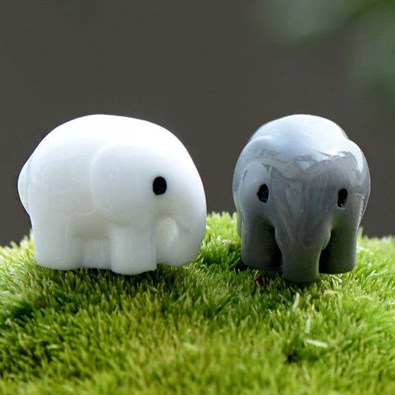 WHAMVOX 2Pcs Mini Resin Elephants Fairy Garden Micro Landscape Plant Pots Bonsai Succulent Craft Decor (2cm)
