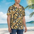 thumbnail image 5 of Xecao Sunflowers Bee print Hawaiian shirt - a stylish short-sleeve button-down for men, perfect for casual beach and tropical outings., 5 of 9
