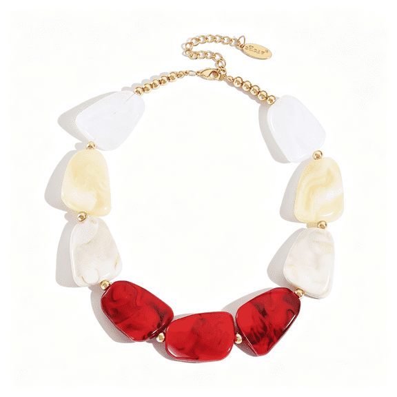 SELIVO Bold Chunky Resin Statement Necklace for Women, Irregular Bead Collar Necklace, Vintage Chunky Jewelry for Party, Holiday & Gift resin beaded necklace (NK-10829)