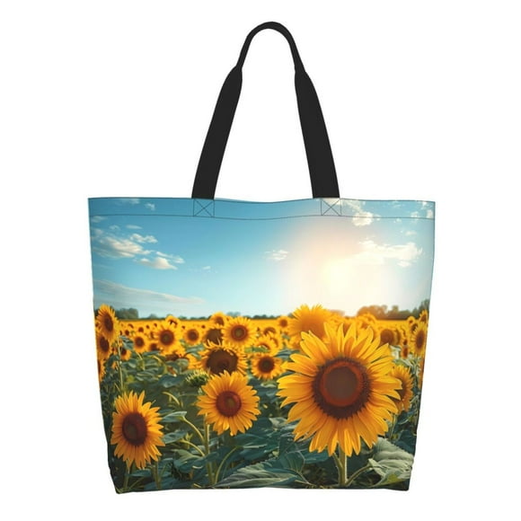 Kdxio Sunlit Sunflower Field for Women's Large Water-Resistant Lightweight Tote Bag for Daily Use Shopping Work School