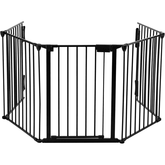 ANPOO 3-in-1 Child Gate, 118'' Extra Wide Dog Gate for House, Stairs, Fireplace, 30'' Tall Safety Play Yard with Door, Metal Pet Gate for Child & Pets, No Drill Easy Install, Fits 72''-118'' Openings