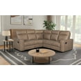 thumbnail image 2 of 87.5" Manual Reclining Sofa, Home Theater Seating Recliner Chair Sectional Sofa with Flipped Middle Backrest, 2 Cup Holders, for Living Room, Bedroom, Home Theater, Light Brown, 2 of 9