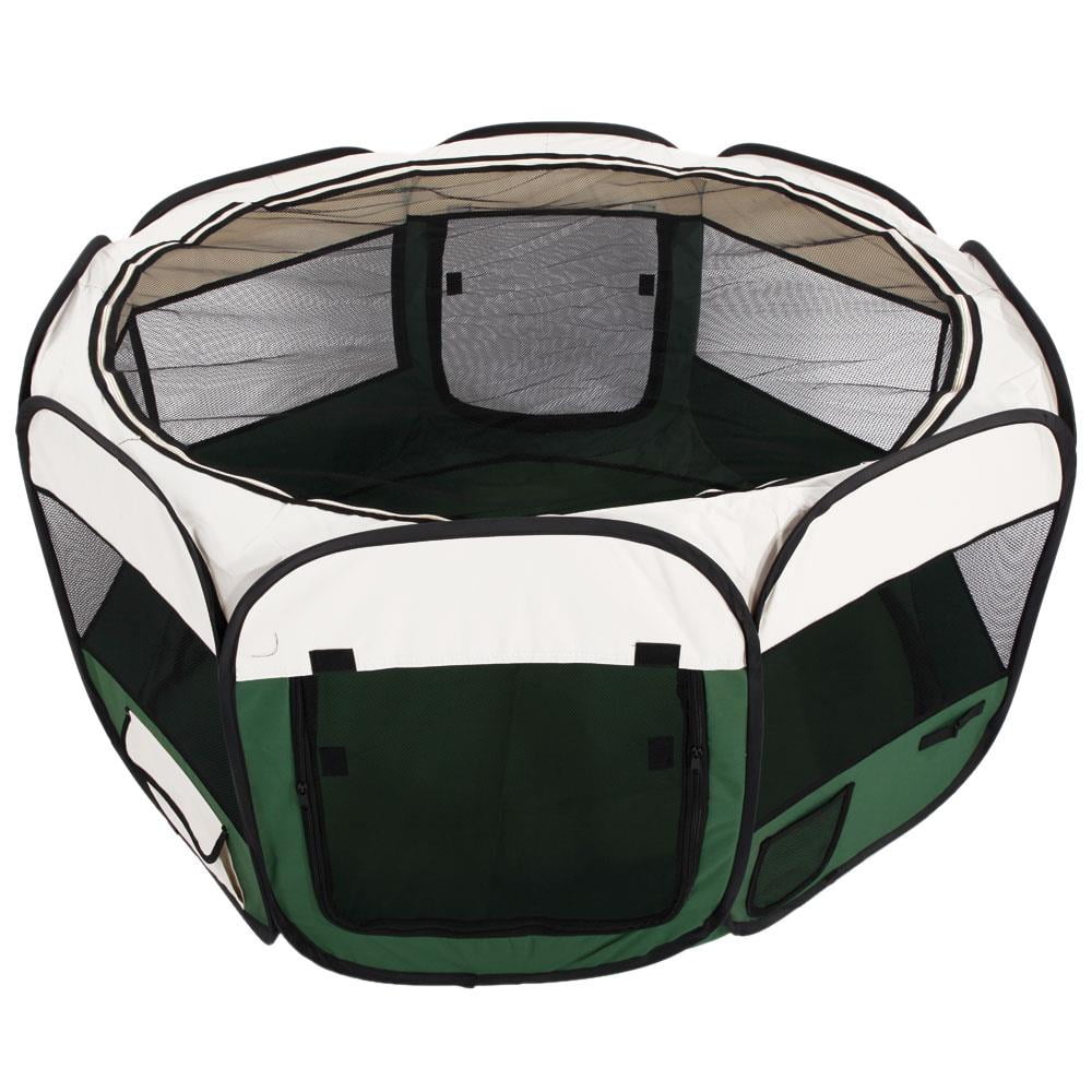 HOBBYZOO Dog Kennel Pet Fence Portable Cloth & Mesh Pet Playpen, Green