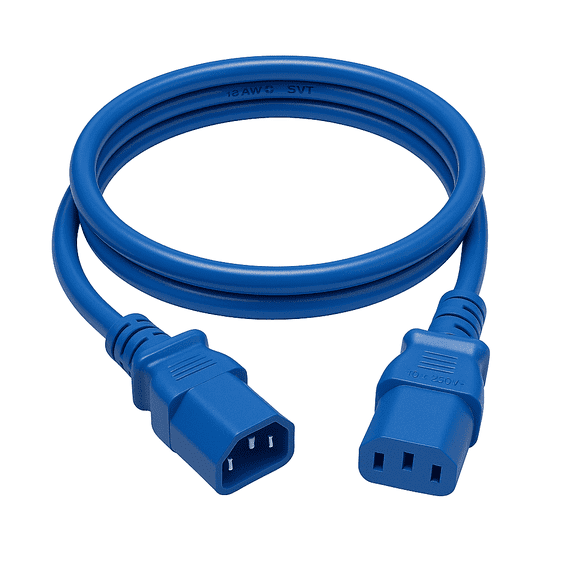 Computer Power Extension Cord, 3ft, Blue, C13 to C14, 10A, 18 AWG, 125V SVT Cable