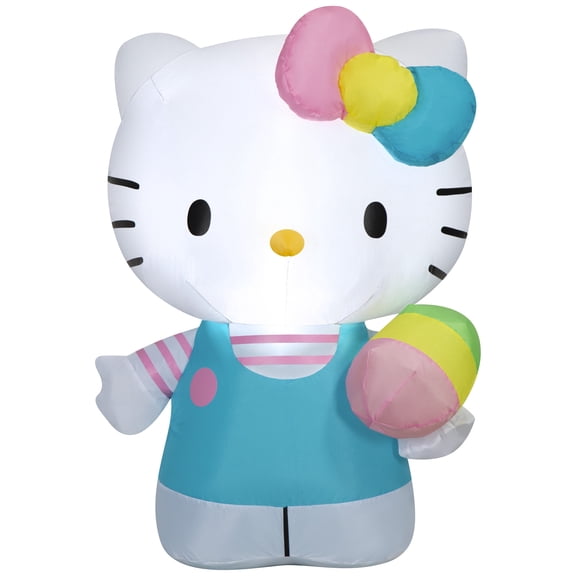 3 ft Lighted Hello Kitty Easter Inflatable Yard Decoration – Spring Flowers Outdoor Lawn Decor – Airblown by Gemmy